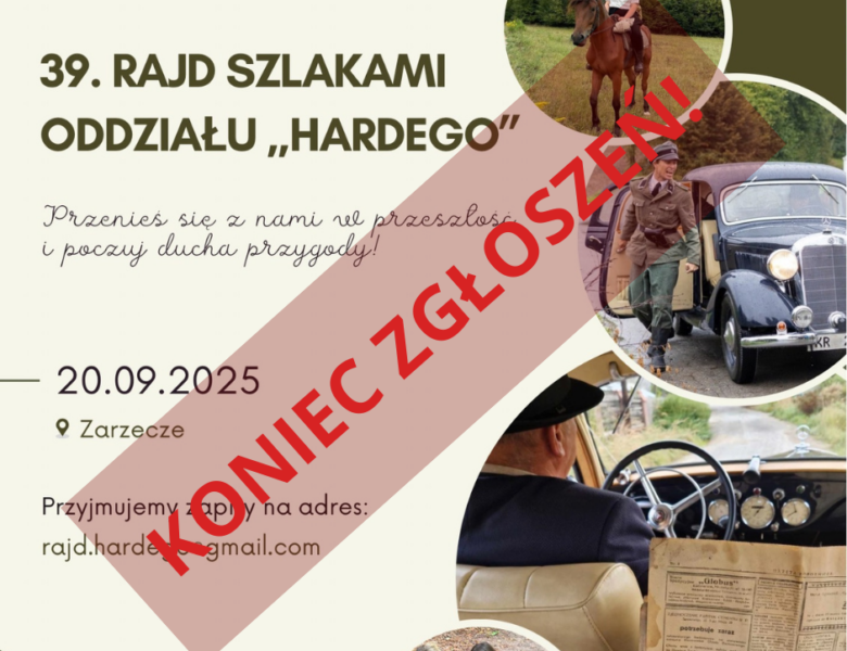 Zakończenie zgłoszeń na 39. Rajd Hardego